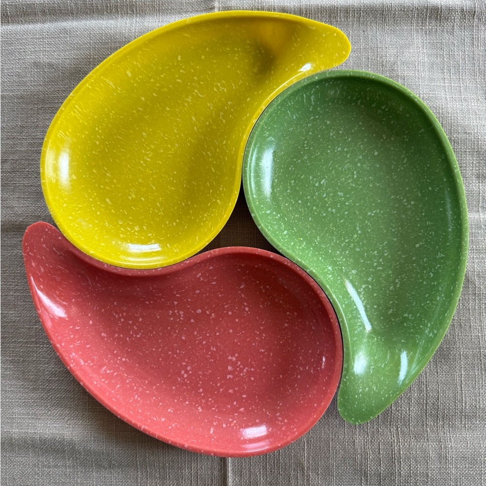 Speckled Kidney-Shaped Melamine Serveware West Bend Set of 3